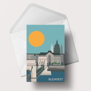 Budapest blank greeting card - Hungary - Travel illustration - A6 - #014