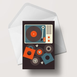 45 cartes de voeux vierges foncées - Musique - Rétro - A6 - #001