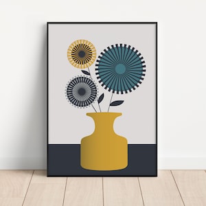 Mustard Vase illustration - Unframed print - Floral - A5 to A0 sizes