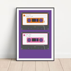 Personalised 1960s Cassette Unframed Print - Music - Illustration - Retro - A4 to A0 sizes