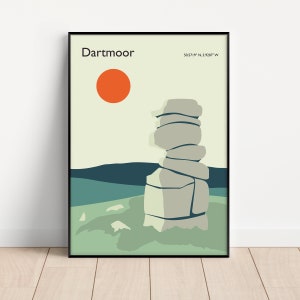 Dartmoor Illustration - Ungerahmter Kunstdruck - Nationalpark - Devon - A5 bis A0 Größen