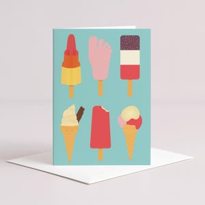 Ices blank greeting card - Ice Cream - Retro - A6 - #026