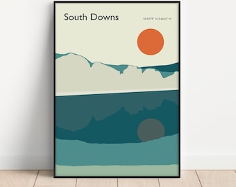 South Downs illustration - Unframed print - National Park - A5 to A0 sizes