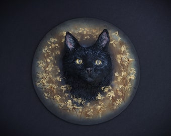 Unique 3D Black Cat Wall Art, Gothic Wall Art, Witchy Decor, 3D Art, Altar Art, Realistic Cat