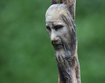 Merlin Driftwood Sculpture, Talking Stick,Shaman Wand, Faerie Wand/Druid/Pagan/Altar Art/Magical Tool
