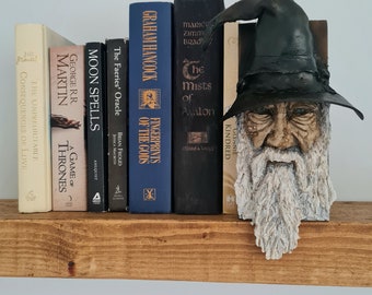 The Wise One: Unique, Hand-Sculpted Fantasy Wizard Bookend, Book Nook