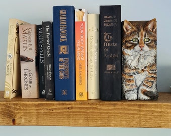 Mischievous Tabby Kitten Bookend - One-of-a-Kind Sculpture