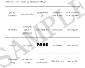 People Bingo Sheet