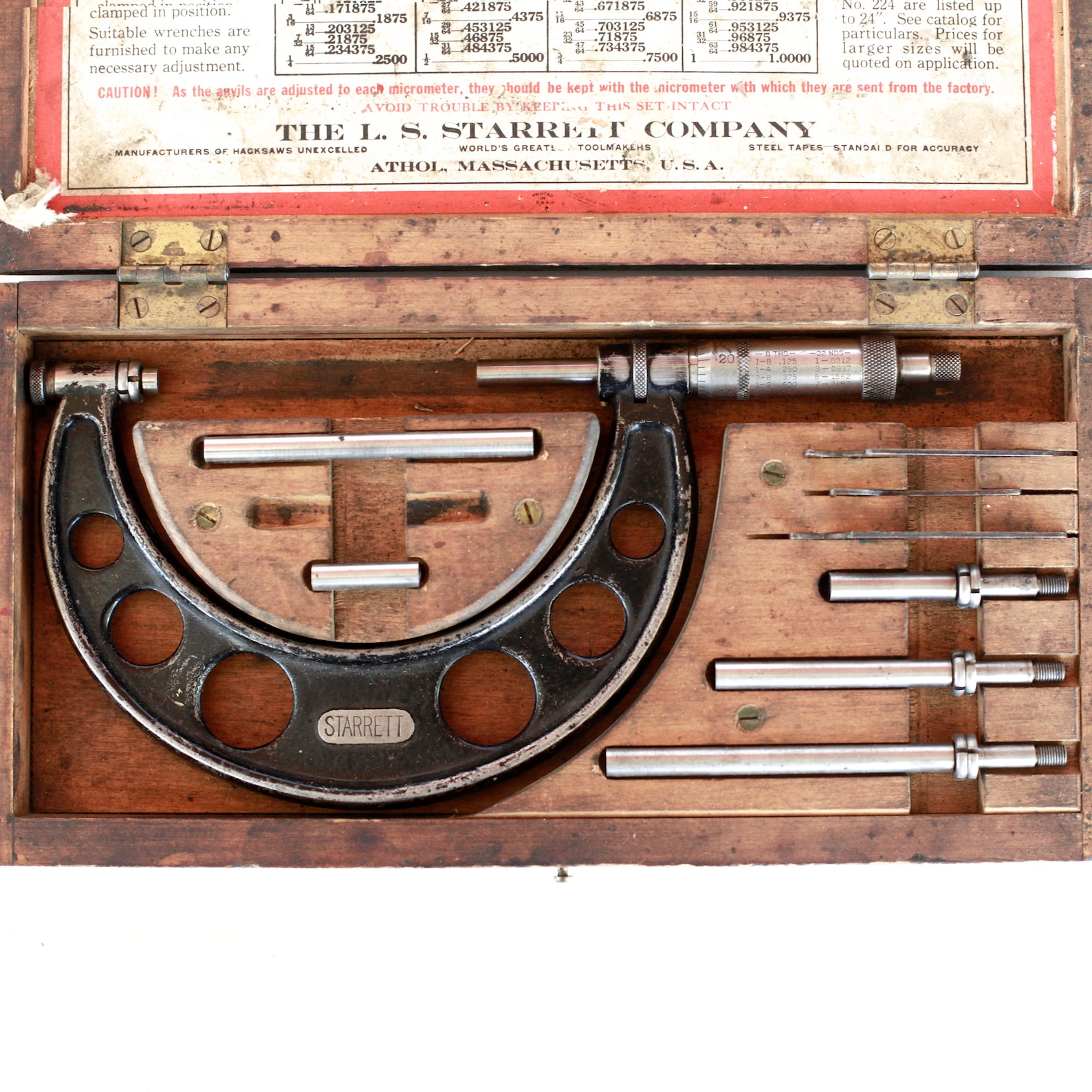 Starrett Micrometer Caliper Set No. 224 AA 04 Vintage Etsy