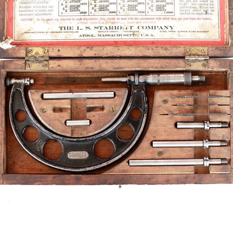 Starrett Micrometer Caliper Set No. 224 AA 04 Vintage Etsy