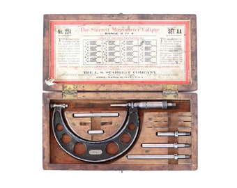 Starrett Micrometer Caliper Set No. 224 AA 0-4" | Vintage Tool
