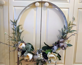 Wine barrel wreath wedding