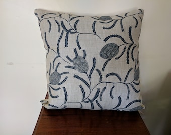 Order Blue Banksia cushion. Aust.Hand screen print