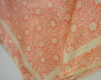 Vintage Acetate Pink and Off White Floral Scarf