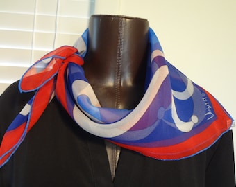Vera Neumann Scarf Sheer Red, White and Blue