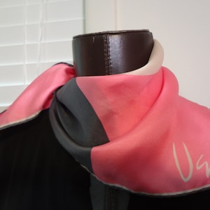 Vera Silk Scarf Vera Signature in Pink, Grey and White Hand Rolled Edges