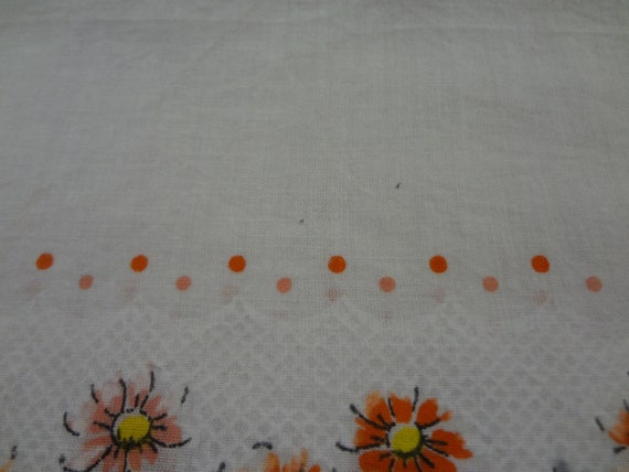 Vintage Cotton Hankie White with Orange, Gray, Pe… - image 3