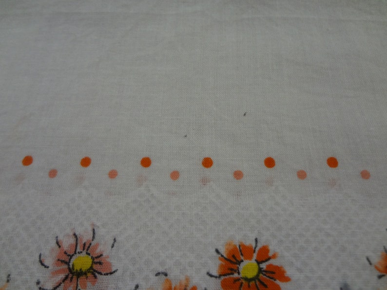 Vintage Cotton Hankie White with Orange, Gray, Peach and Yellow Flowers image 3
