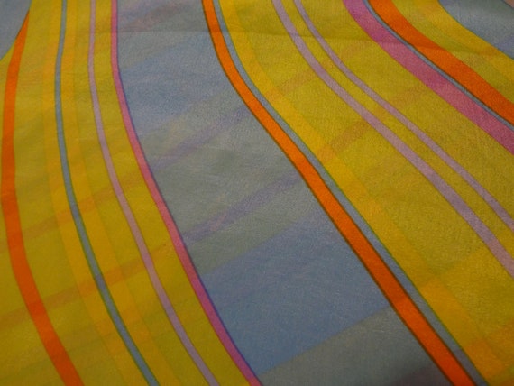 Vintage Silk Scarf by In Soft Blue with Yellow, B… - image 7