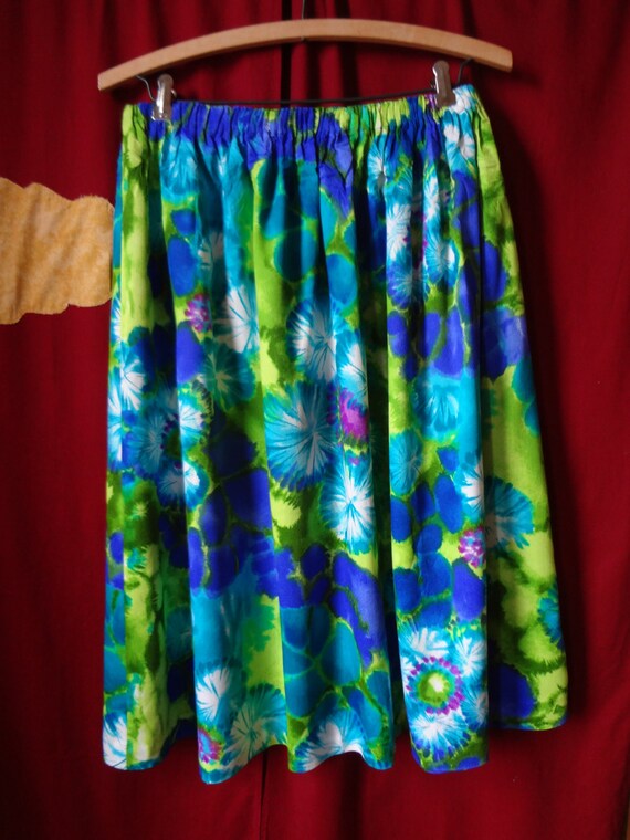 Skirt 1970's  Blue and Green Floral - image 2