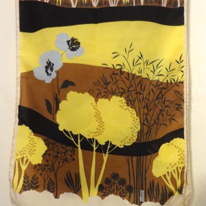 Vintage Scarf by Robinson Golluber in Beige, White, Brown and Green Scarf Acetate and Nylon