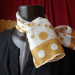 Vintage Brown and Cream Colored Scarf Thin Silk with a Possible Rayon Blend