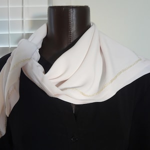 Vintage Silk Pale Pink Scarf with Embroidery on the Edges