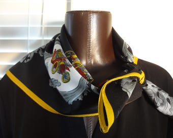 Automobile Theme Vintage Italian Scarf Polyester Mid 60s