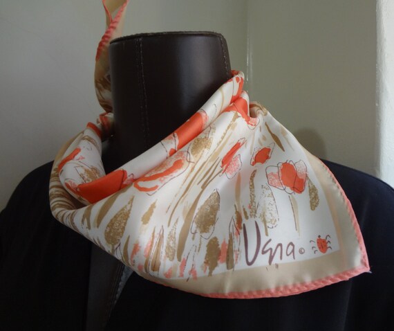 Vera Neumann Ladybug Scarf in White, Beige and a … - image 5