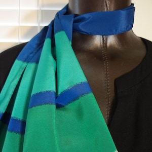 Vera Neumann Silk Scarf in Navy  Teal and Green with White