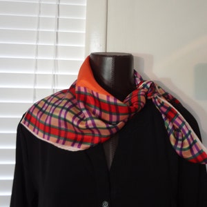 Orange Scarf Vintage Acetate by Bernardi, Vintage Scarf Designer Bernardi, Multi Colored Scarf