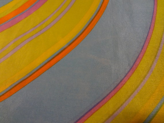 Vintage Silk Scarf by In Soft Blue with Yellow, B… - image 8