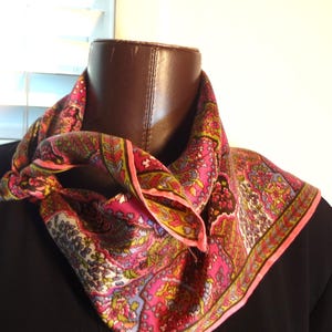 Vintage Paisley Purple and Pink Acetate Scarf Made in Japan by Prova