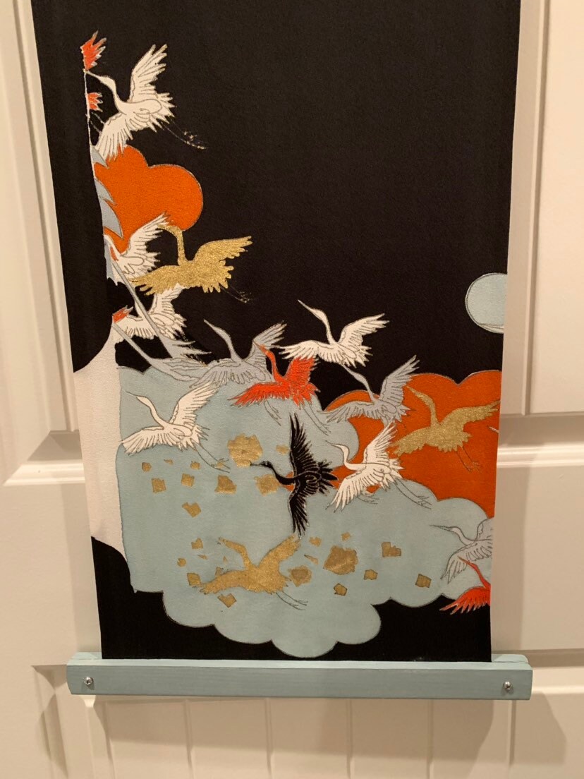 Vintage Japanese Silk Kimono Fabric Wall Hanging Etsy UK