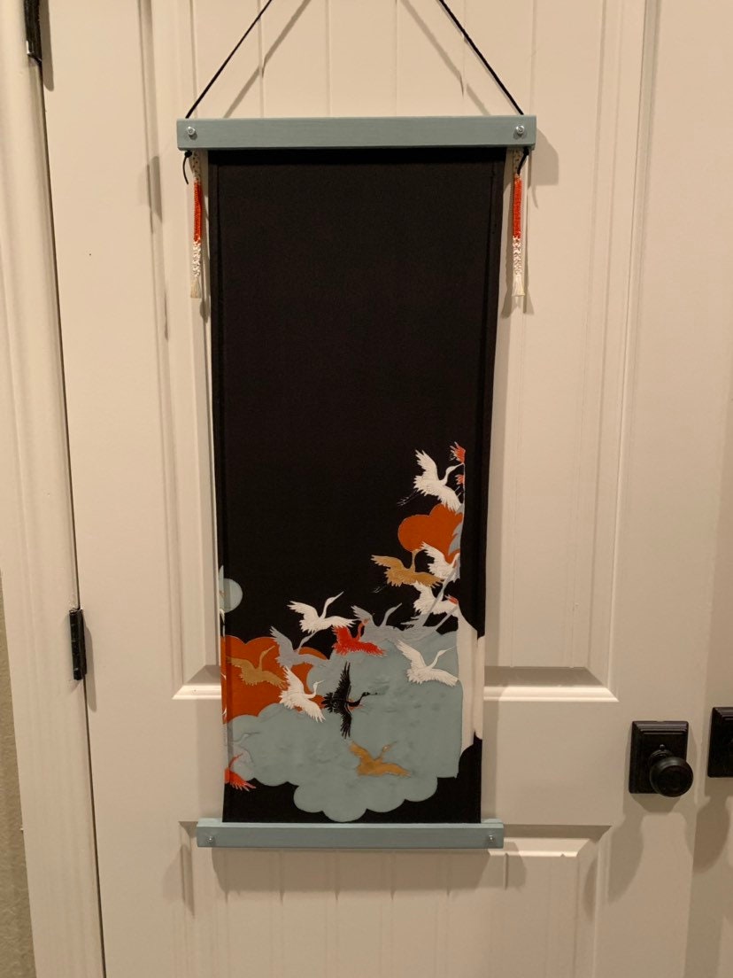 Vintage Japanese Silk Kimono Fabric Wall Hanging Etsy UK