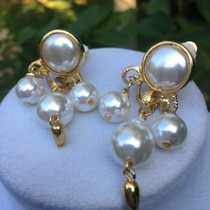 Vintage Faux Pearl Dangle Earrings image 5