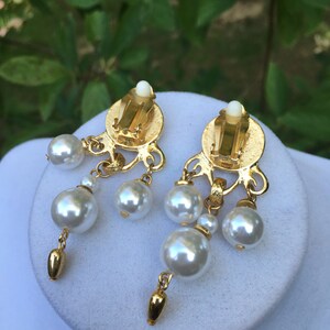 Vintage Faux Pearl Dangle Earrings image 4