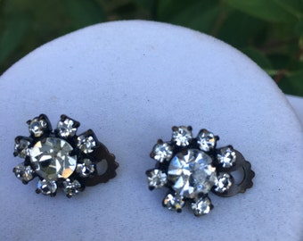 New Reduction! Rhinestone Crystal Earrings Vintage 1950's earrings