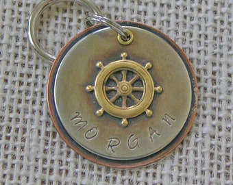 Morgan Personalized Pet ID Tag Ships Wheel