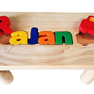 Banco para niños- Nombre del rompecabezas personalizado- Nombre Taburete del rompecabezas -Rompecabezas educativos -Rompecabezas de nombre personalizado-Nombre Taburete- Grabado gratis-Banco para niños