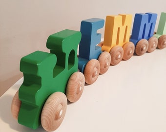 Name Train Personalized Wood Magnetic Green V NWT 