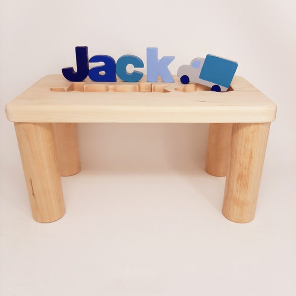 Girls Puzzle Name Bench, Wood Kids Bench Name, Maple Name Puzzle Bench, Personalized Toddler Bench Wooden, Custom Gift for Kids Christmas