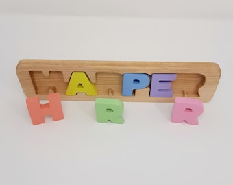 Handmade Name Puzzle Girl, Custom Wood Puzzle with Name, Wooden Name Puzzle with Shapes, Girl Name Puzzle Mixed Letters, New Baby Gift Name