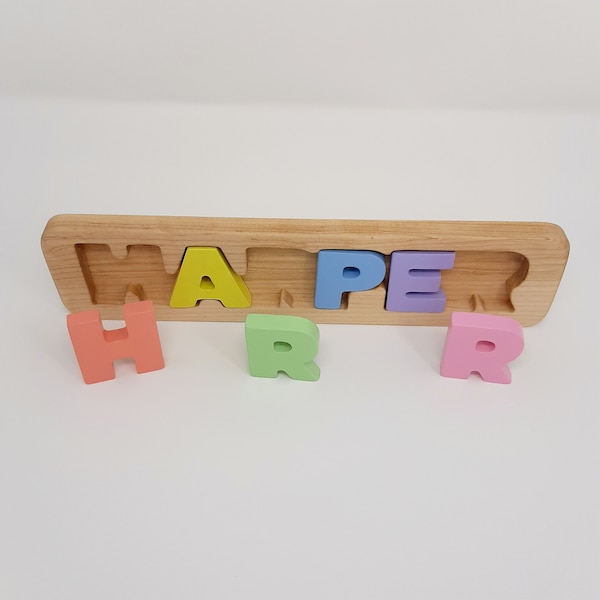 Handmade Name Puzzle Girl, Custom Wood Puzzle with Name, Wooden Name Puzzle with Shapes, Girl Name Puzzle Mixed Letters, New Baby Gift Name