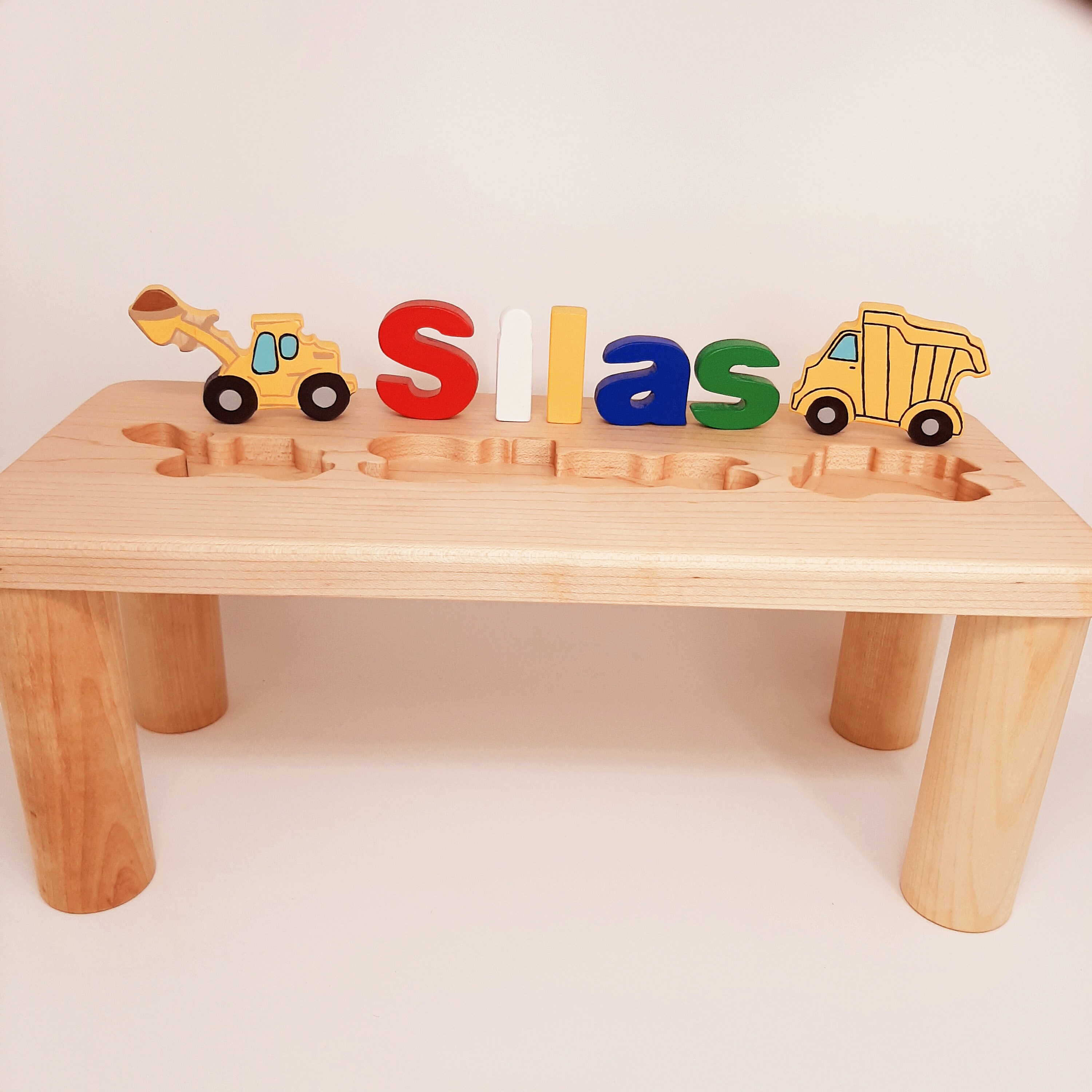 Wooden Name Puzzle Bench Personalized Kids Puzzle Name Bench Etsy