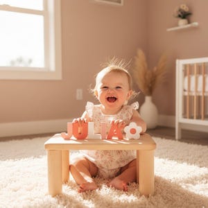 Girls Puzzle Name Bench, Wood Kids Bench Name, Maple Name Puzzle Bench, Personalized Toddler Bench Wooden, Custom Gift for Kids Christmas