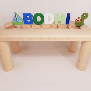 Girls Puzzle Name Bench, Wood Kids Bench Name, Maple Name Puzzle Bench, Personalized Toddler Bench Wooden, Custom Gift for Kids Christmas