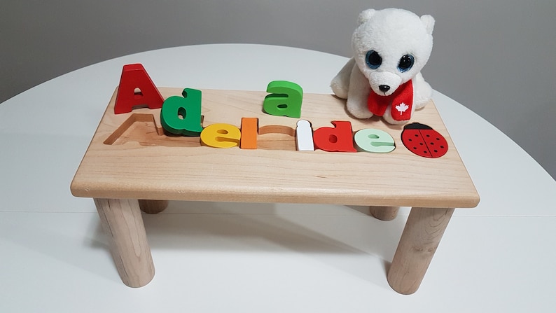Personalized wooden bench,Name Puzzle Stool Bench,Birthday Gift,Wood,Personalized Puzzle,Kids Stool or Bench,free engraving message