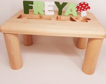 Girls Puzzle Name Bench, Wood Kids Bench Name, Maple Name Puzzle Bench, Personalized Toddler Bench Wooden, Custom Gift for Kids Christmas