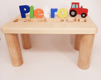 Girls Puzzle Name Bench, Wood Kids Bench Name, Maple Name Puzzle Bench, Personalized Toddler Bench Wooden, Custom Gift for Kids Christmas